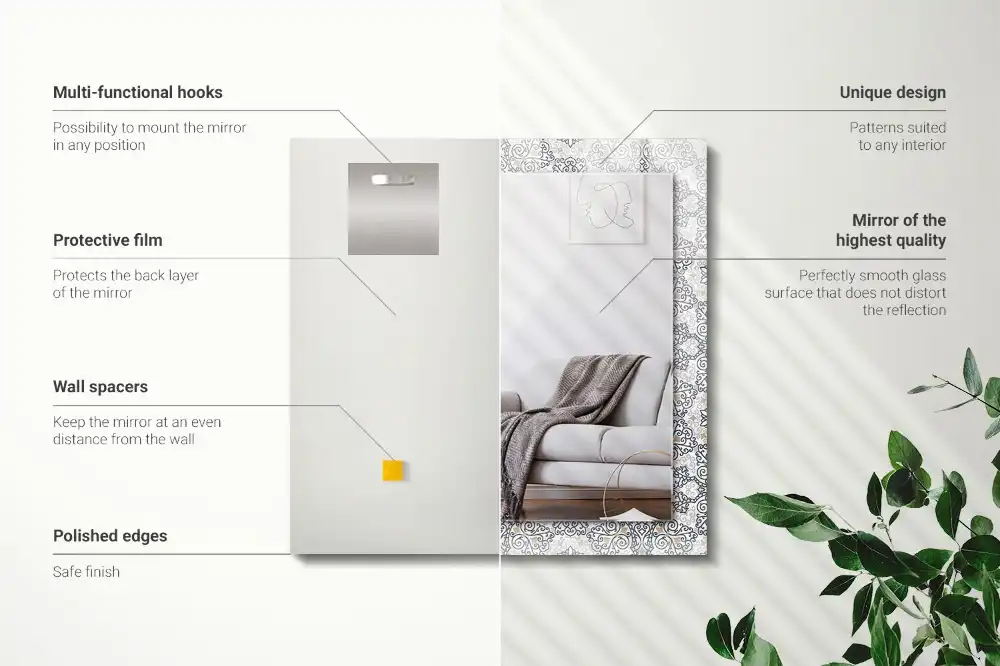 Rectangular decorative mirror Ornament pattern