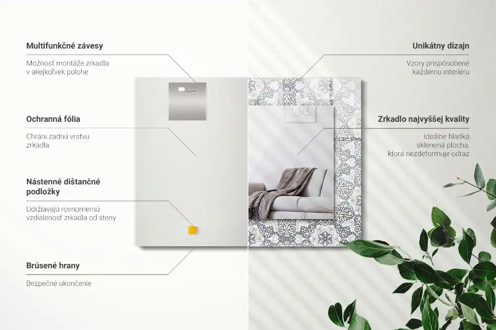 Rectangular decorative mirror Ornament pattern