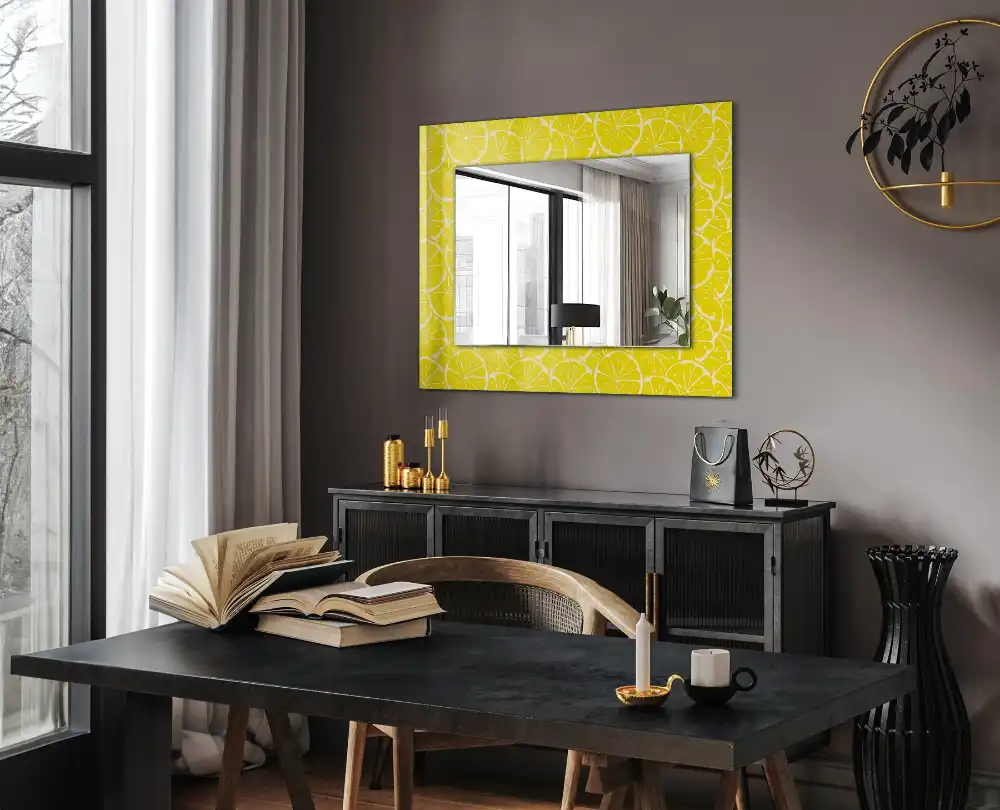 Rectangular mirror print Lemon slices pattern