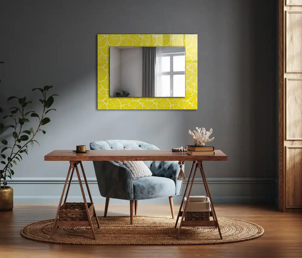 Rectangular mirror print Lemon slices pattern