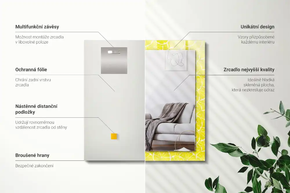 Rectangular mirror print Lemon slices pattern