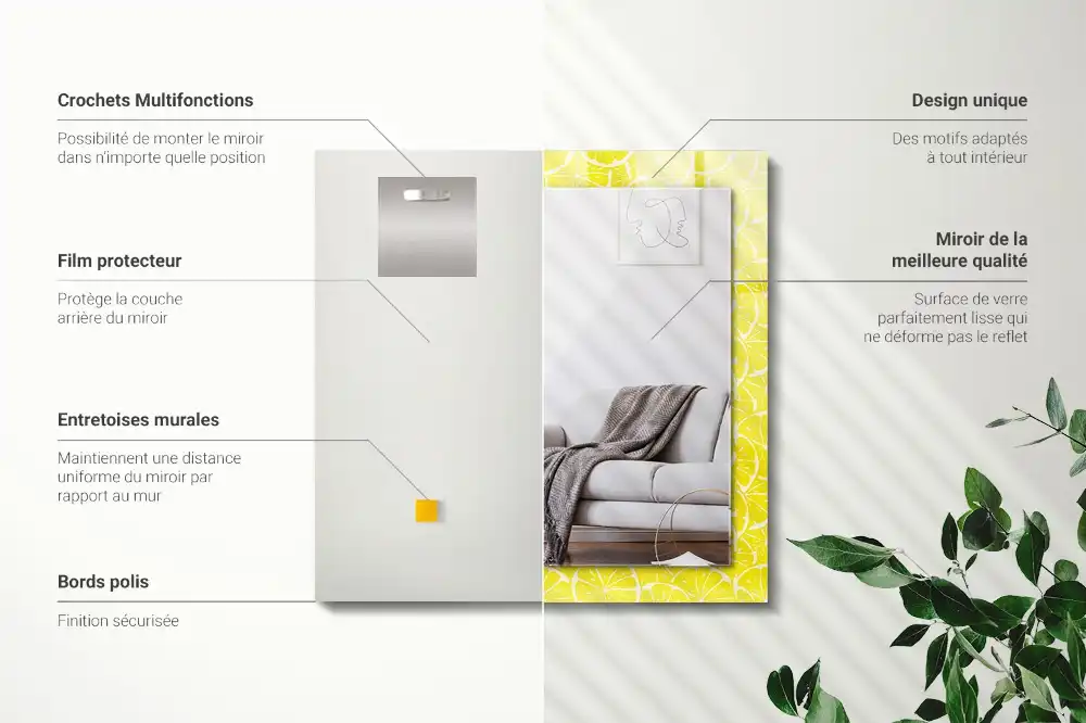 Rectangular mirror print Lemon slices pattern