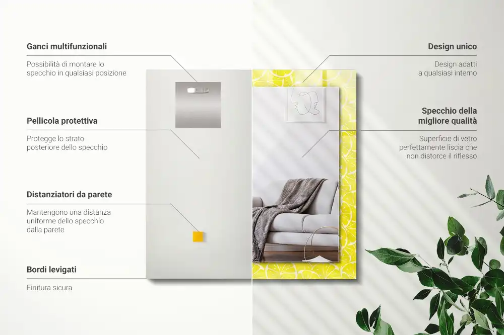 Rectangular mirror print Lemon slices pattern