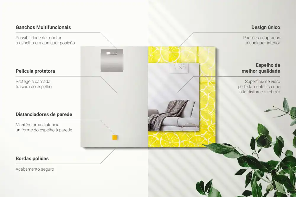 Rectangular mirror print Lemon slices pattern