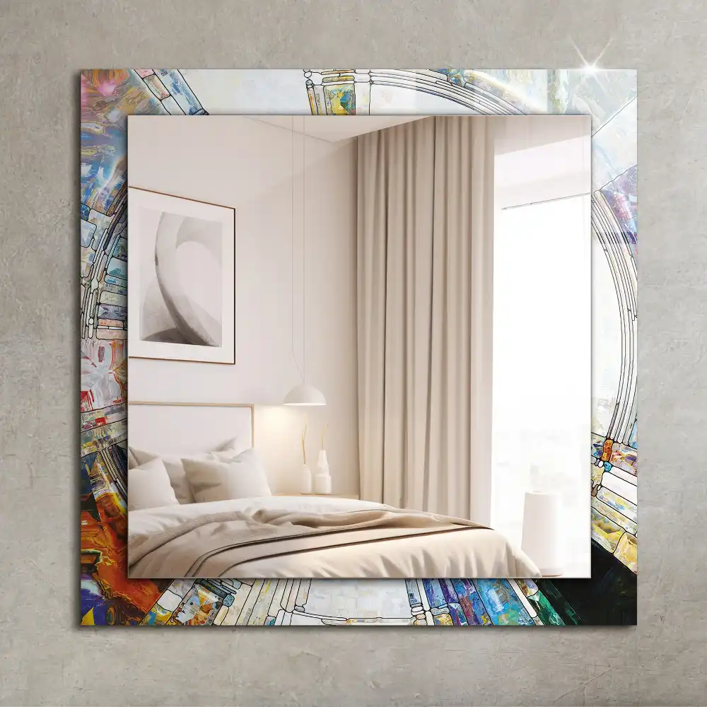 Rectangular wall mirror design Abstract Mosaic of Circles