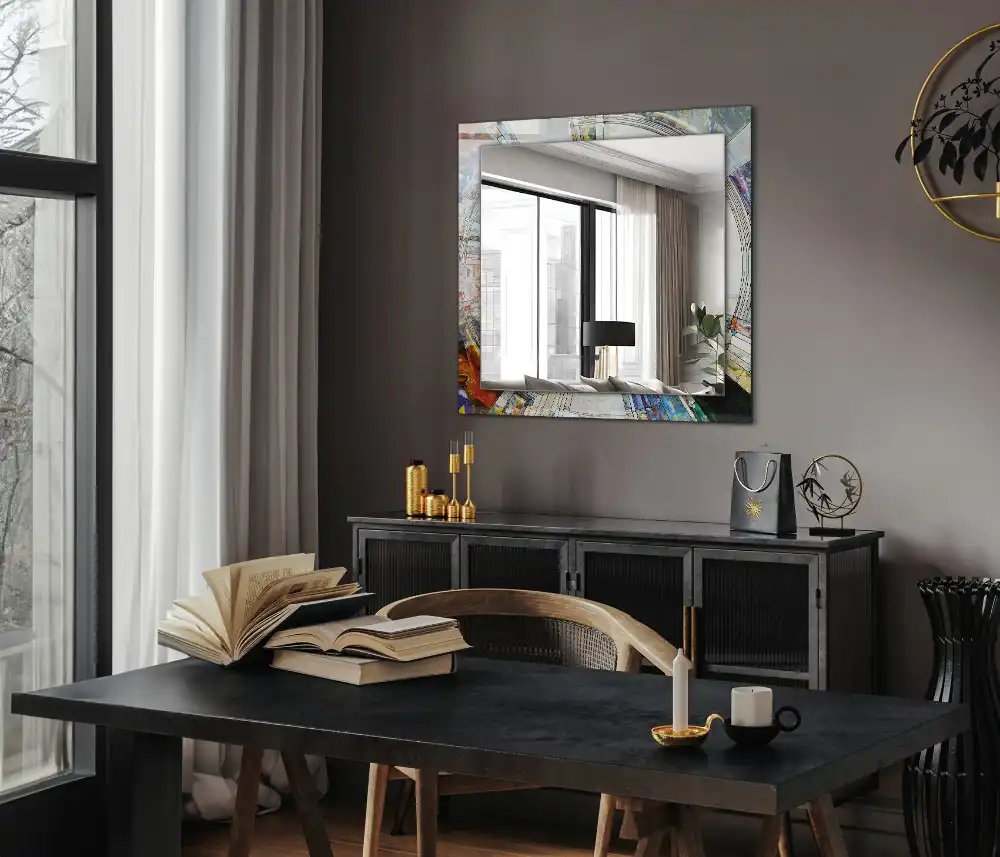 Rectangular wall mirror design Abstract Mosaic of Circles