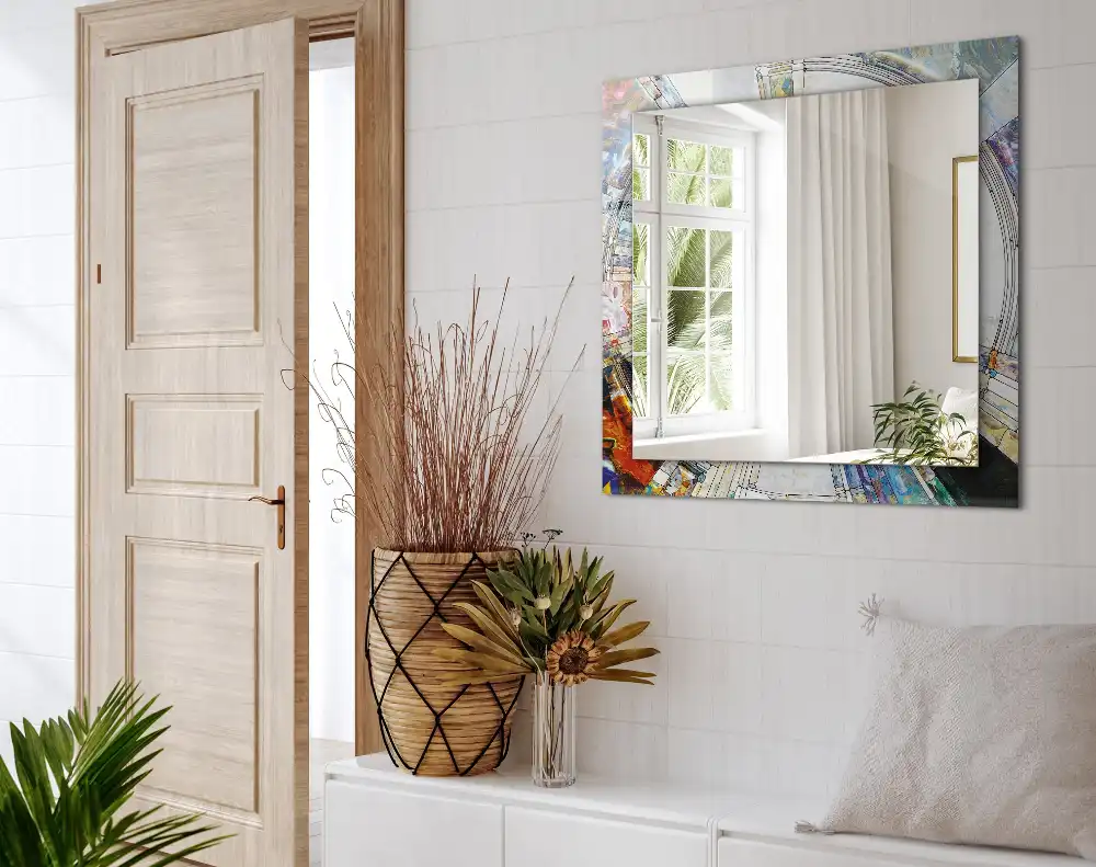 Rectangular wall mirror design Abstract Mosaic of Circles