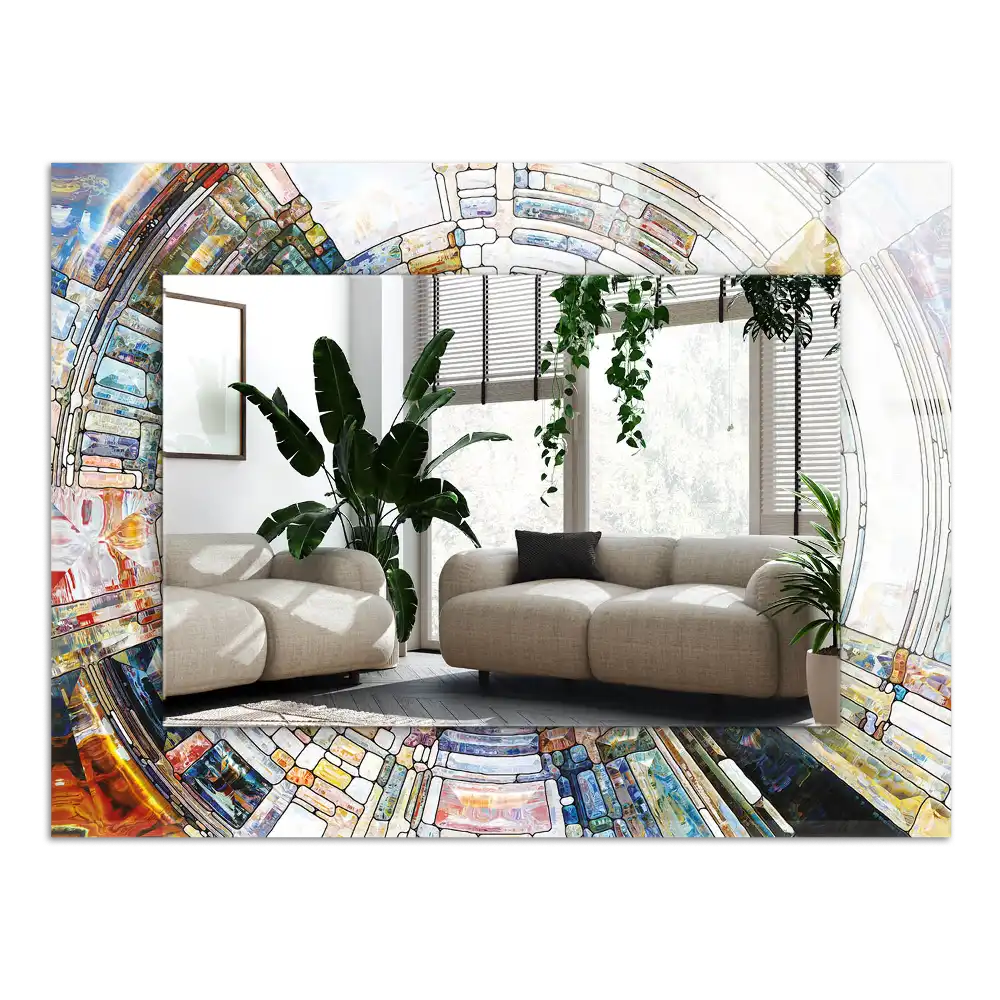 Rectangular wall mirror design Abstract Mosaic of Circles