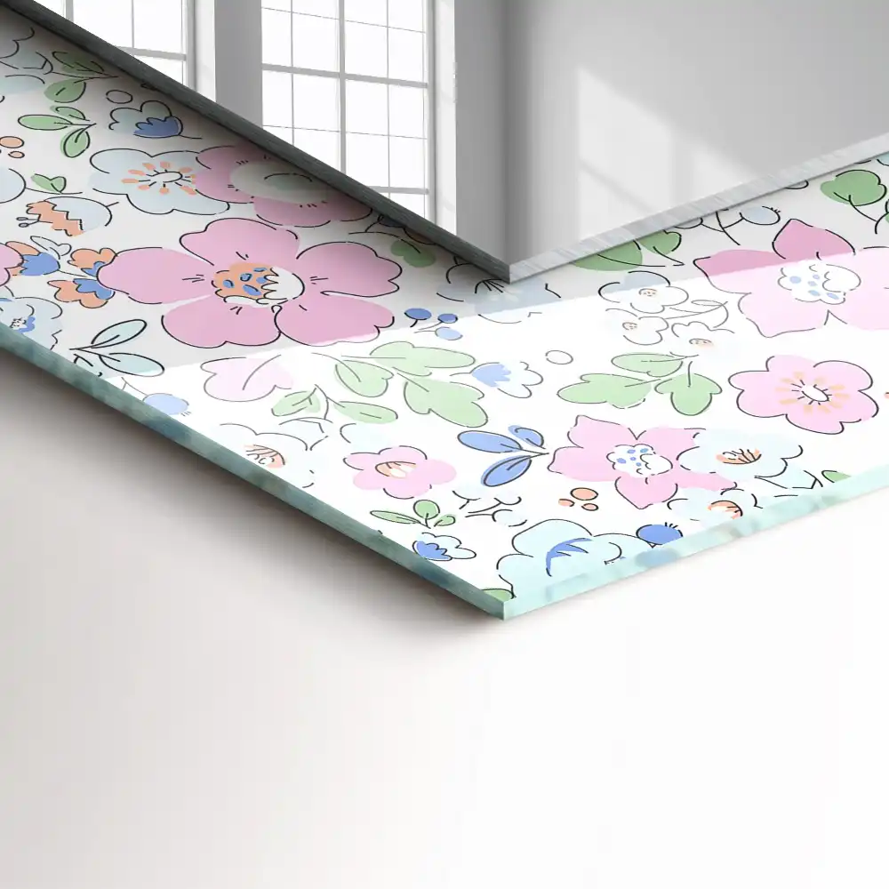 Rectangular decorative mirror Floral fabric pattern