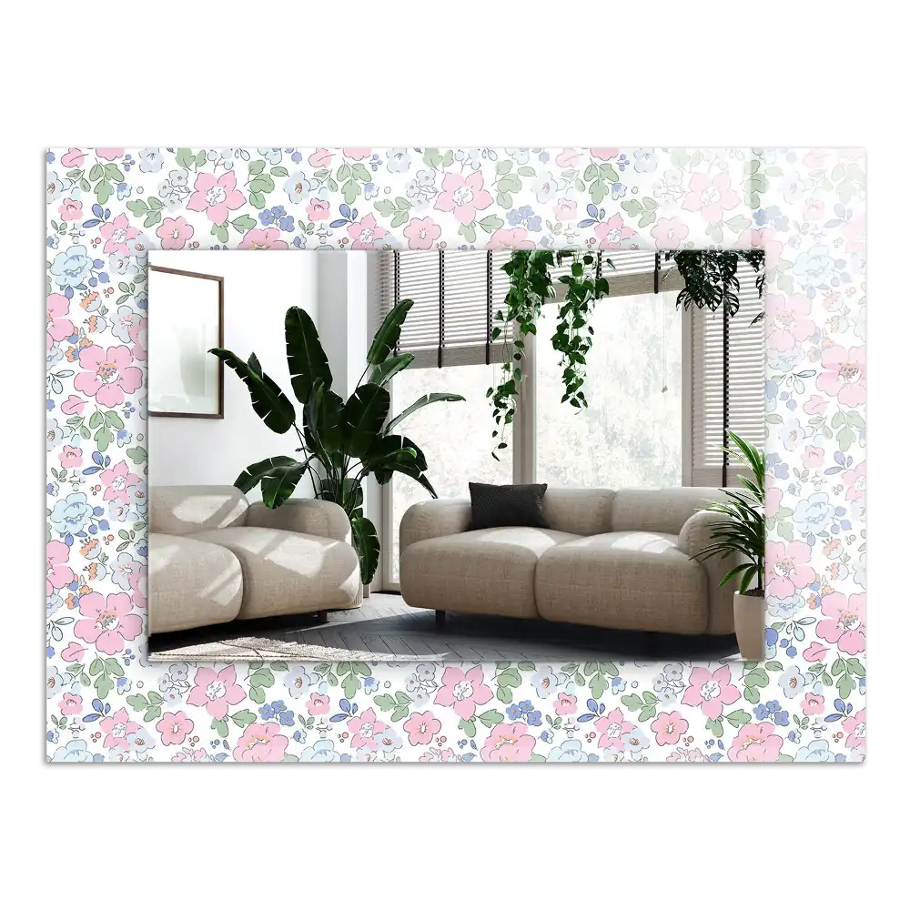 Rectangular decorative mirror Floral fabric pattern