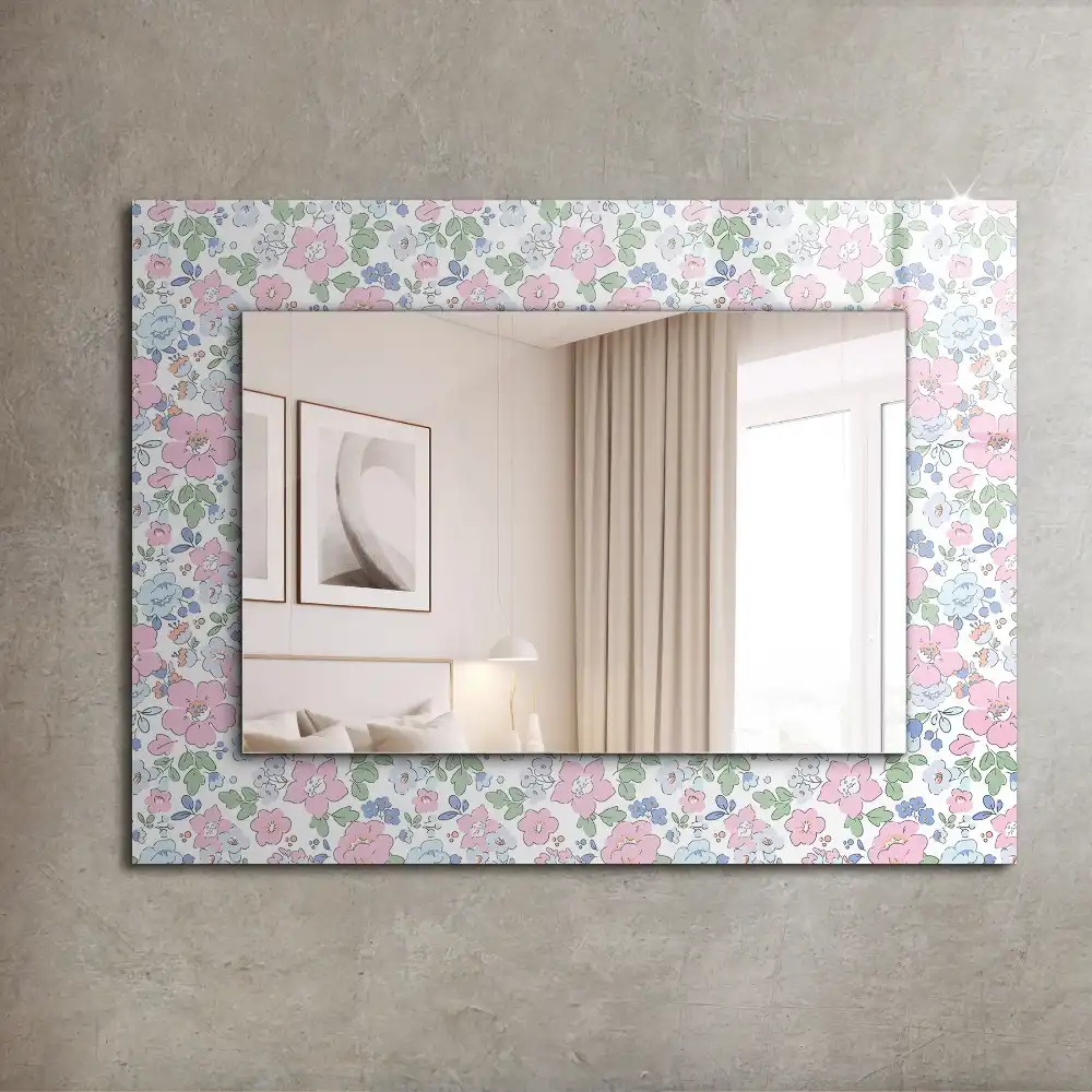 Rectangular decorative mirror Floral fabric pattern