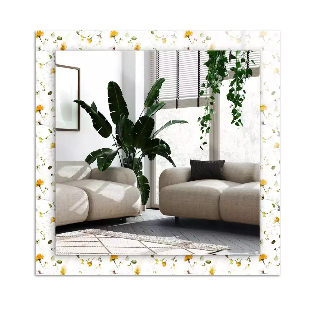 Rectangular mirror print Flowers leaves pattern