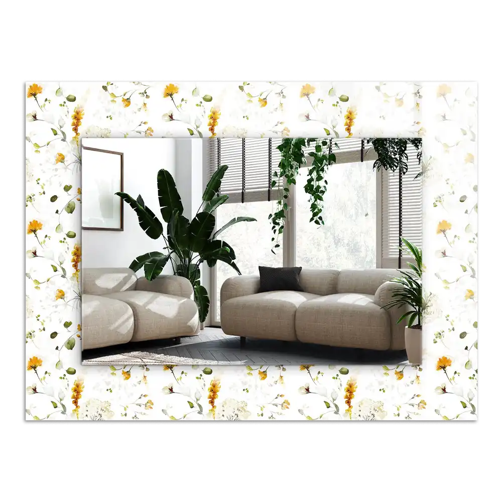Rectangular mirror print Flowers leaves pattern