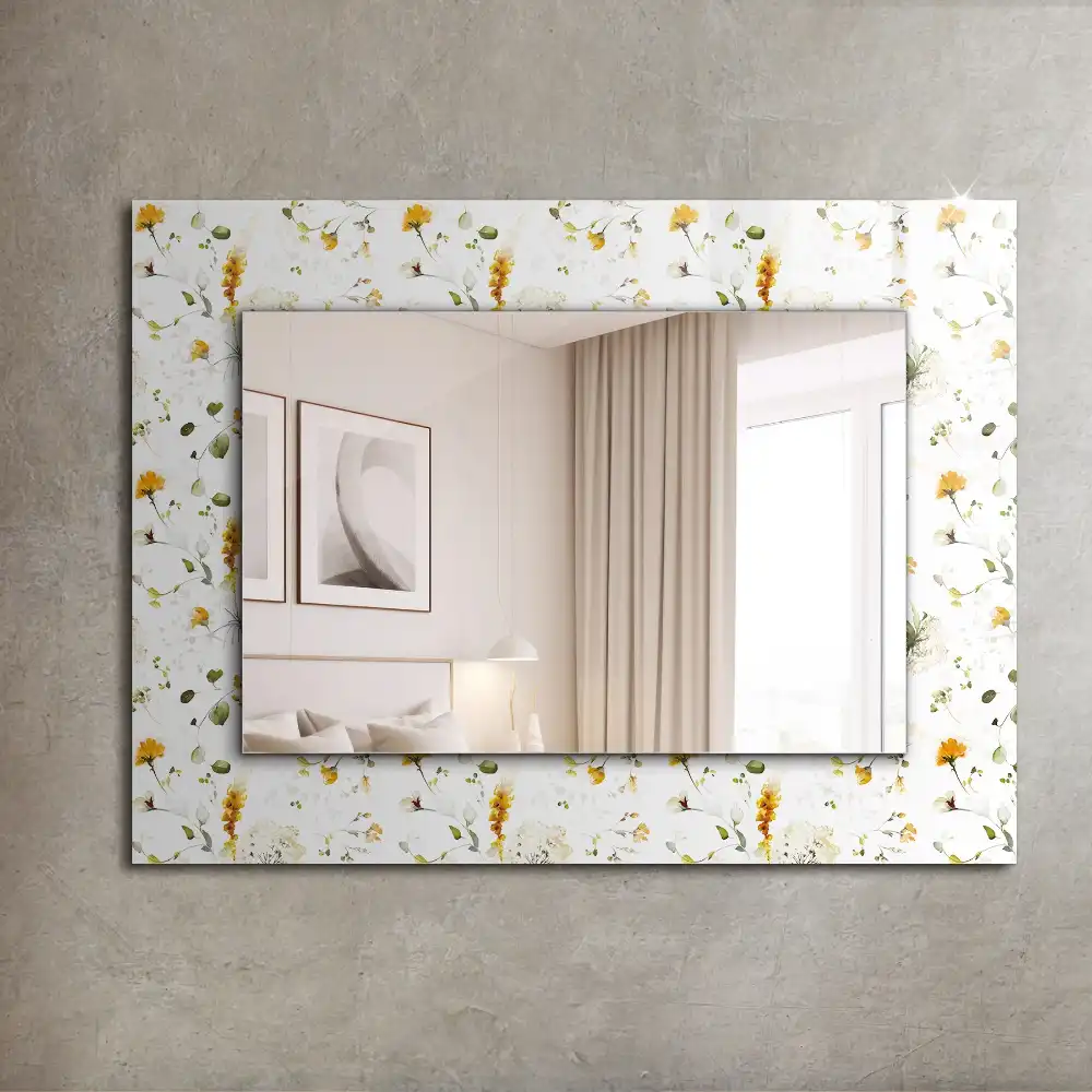 Rectangular mirror print Flowers leaves pattern