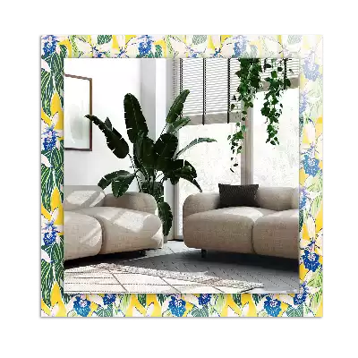 Rectangular wall mirror design Flowers and leaves
