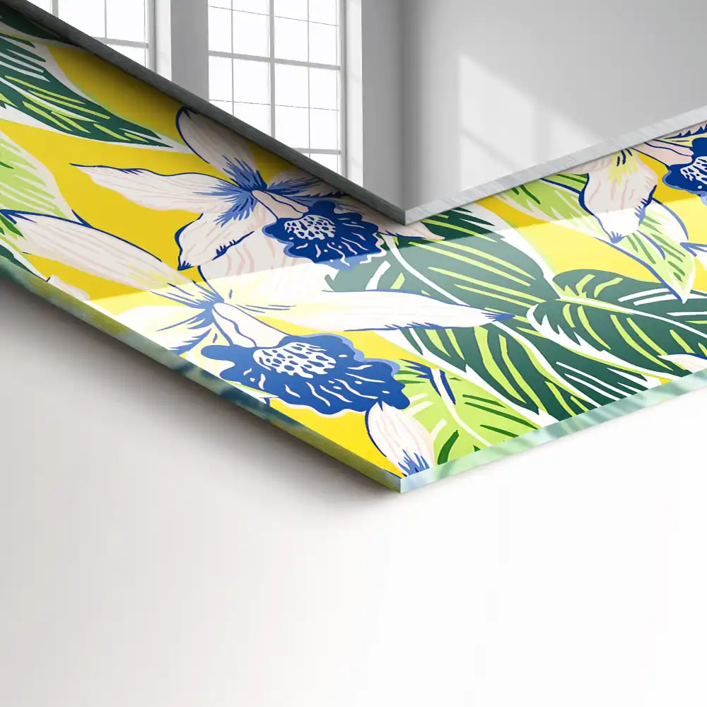 Rectangular wall mirror design Flowers and leaves
