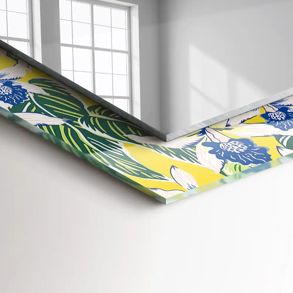 Rectangular wall mirror design Flowers and leaves