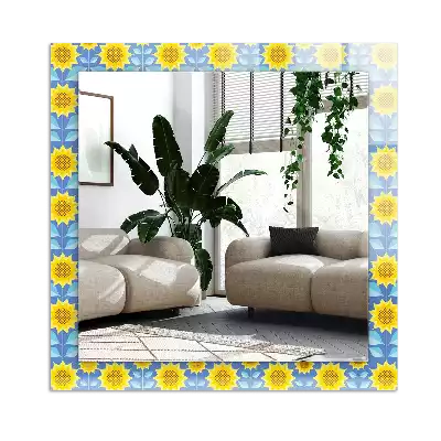 Rectangle decorative mirror Sunflowers leaves pattern