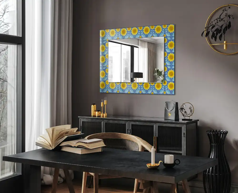 Rectangle decorative mirror Sunflowers leaves pattern