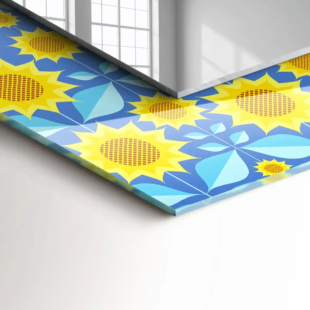 Rectangle decorative mirror Sunflowers leaves pattern