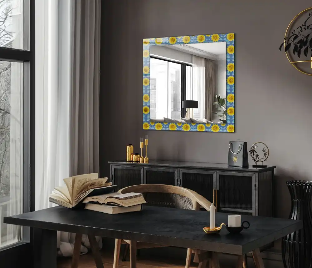 Rectangle decorative mirror Sunflowers leaves pattern