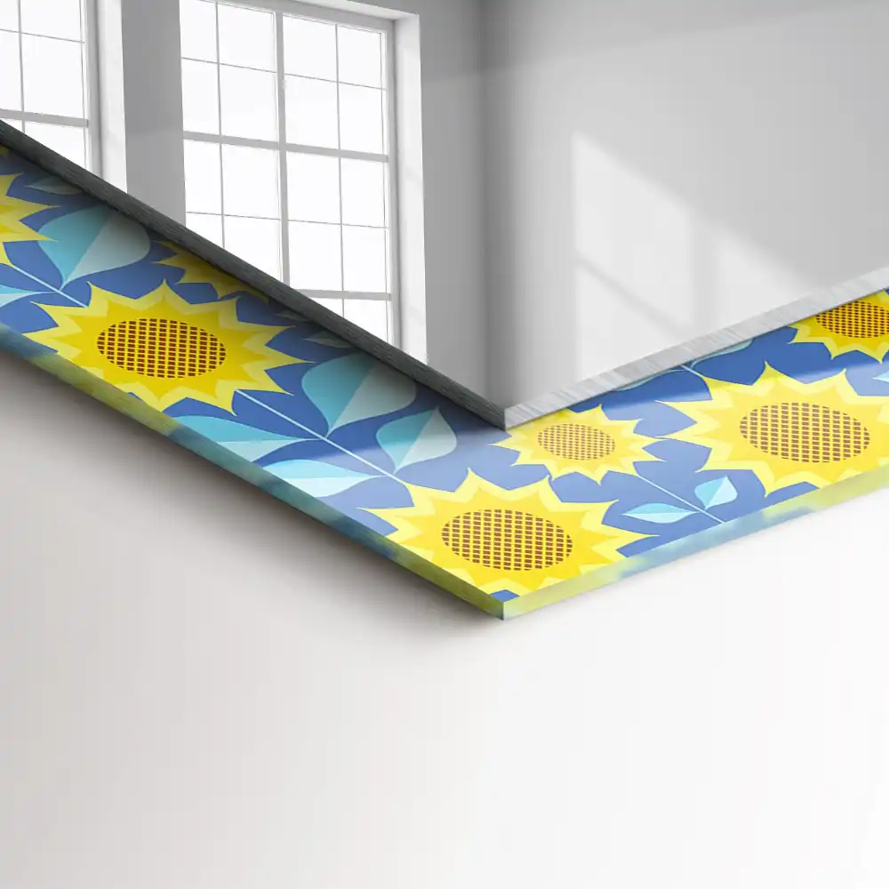 Rectangle decorative mirror Sunflowers leaves pattern