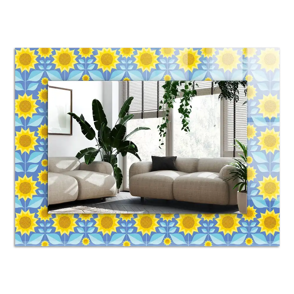 Rectangle decorative mirror Sunflowers leaves pattern