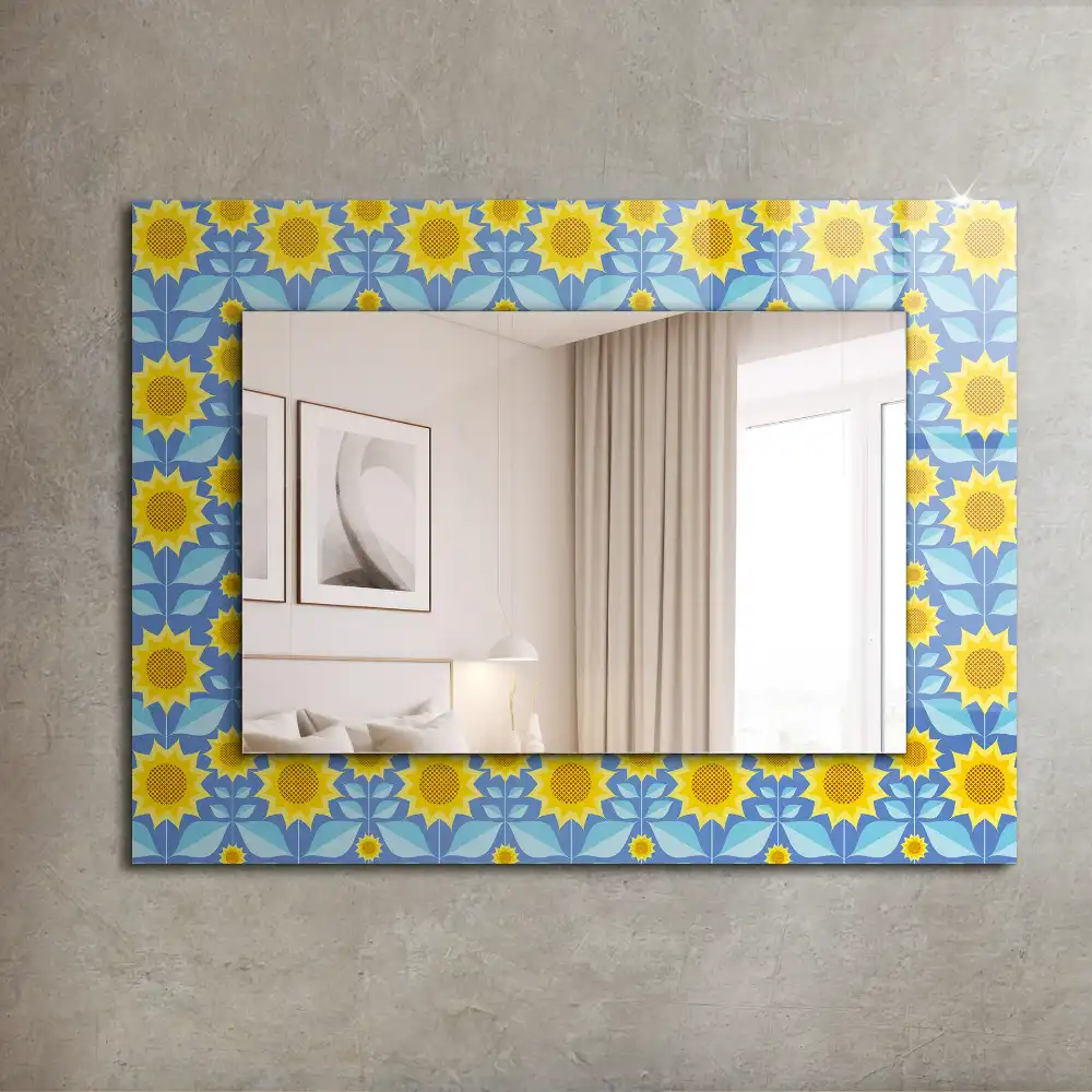 Rectangle decorative mirror Sunflowers leaves pattern