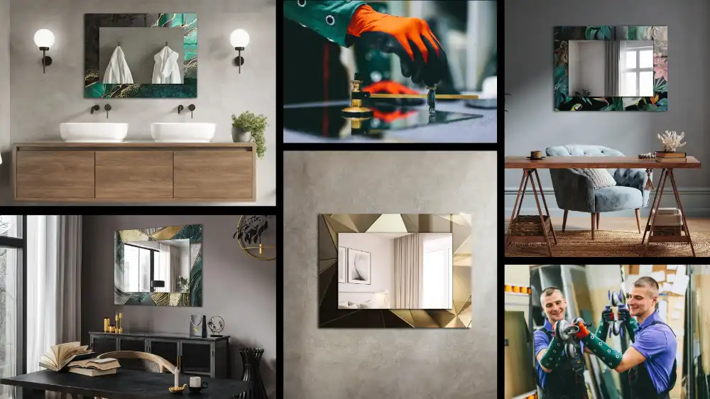 Rectangular decorative mirror Patterned tiles