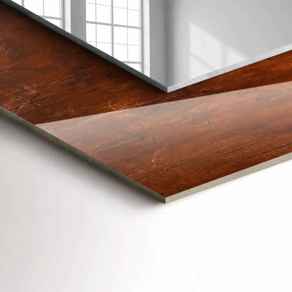 Rectangle decorative mirror Old wooden table