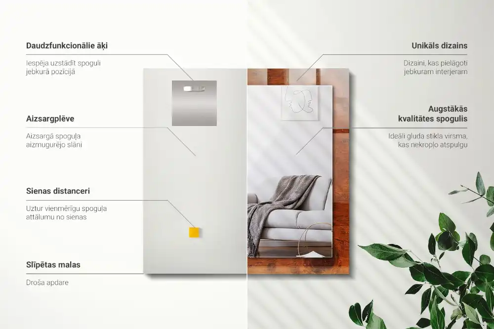 Rectangle decorative mirror Old wooden table