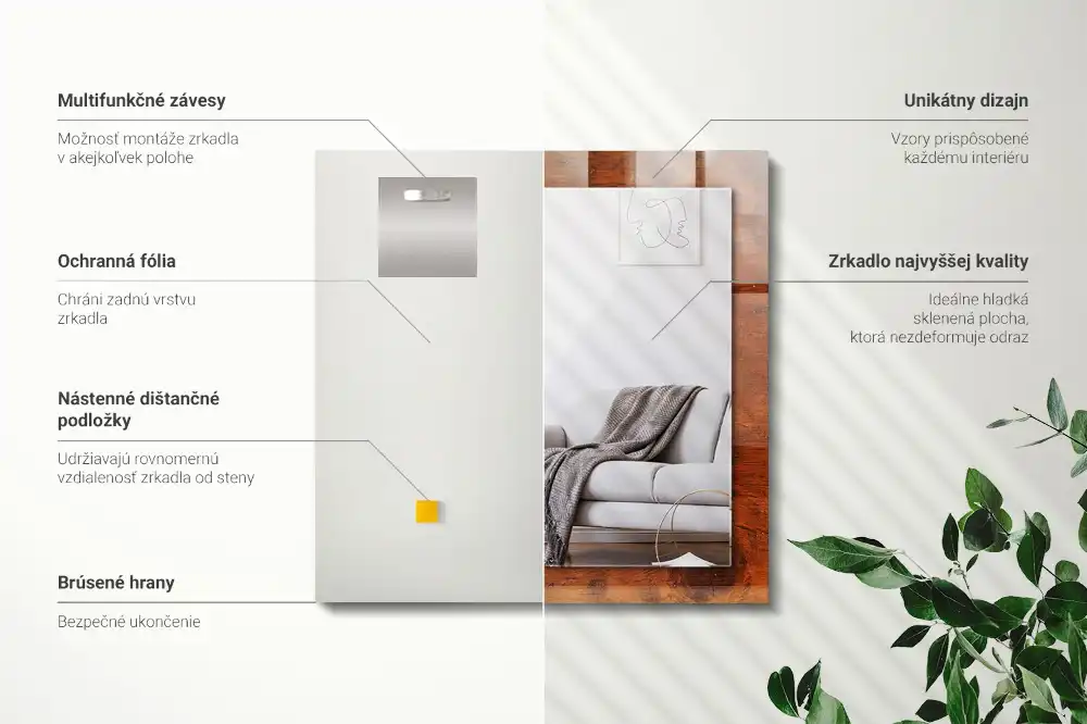 Rectangle decorative mirror Old wooden table