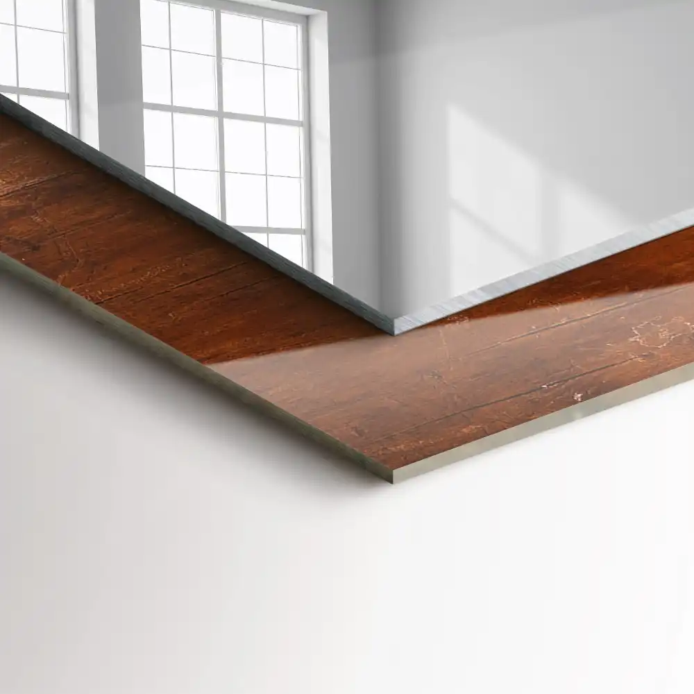 Rectangle decorative mirror Old wooden table