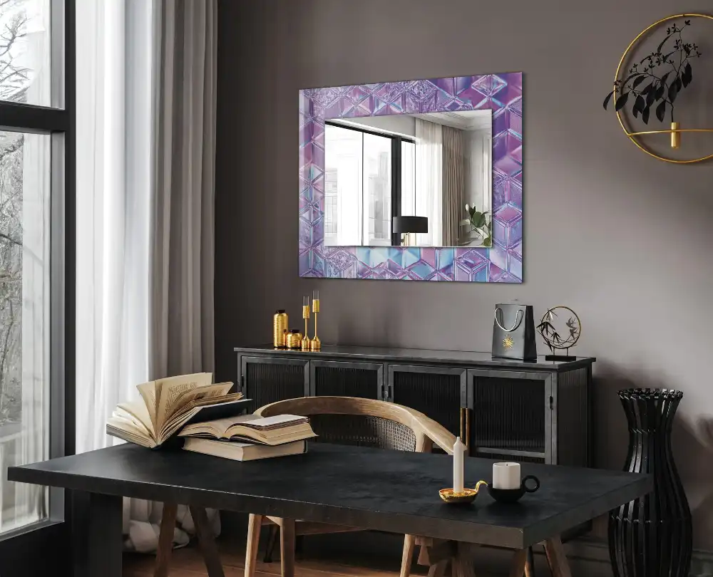 Rectangular wall mirror design Transparent colored cubes