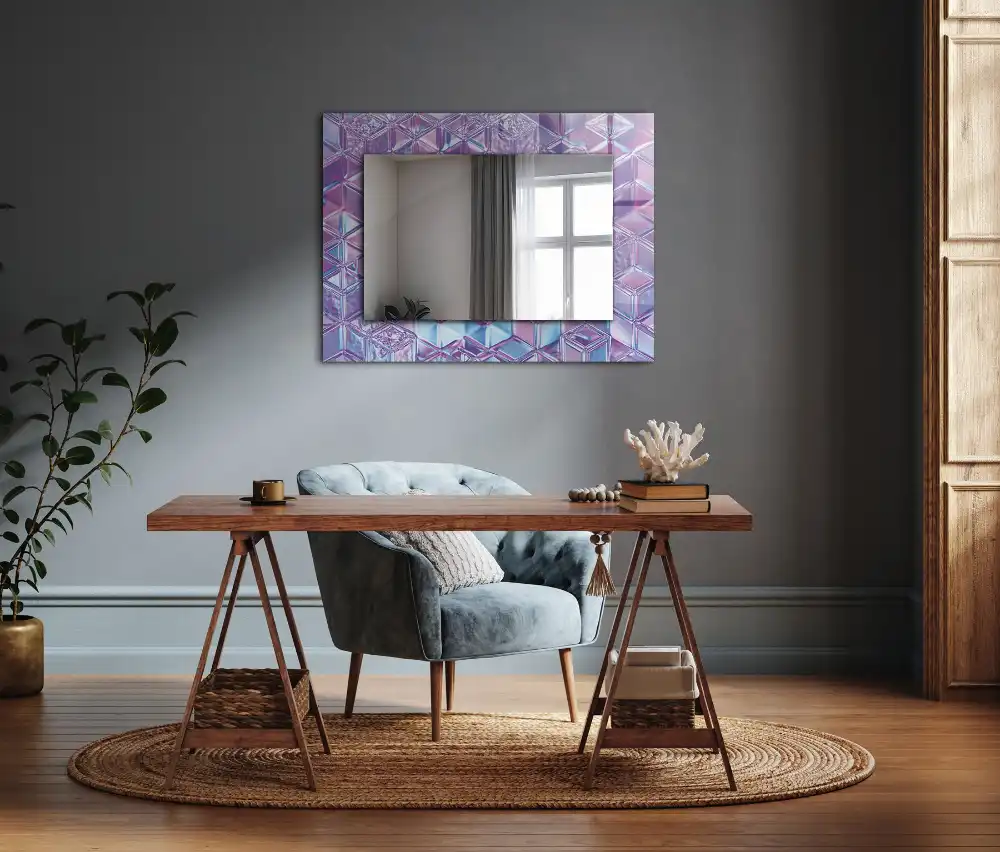 Rectangular wall mirror design Transparent colored cubes