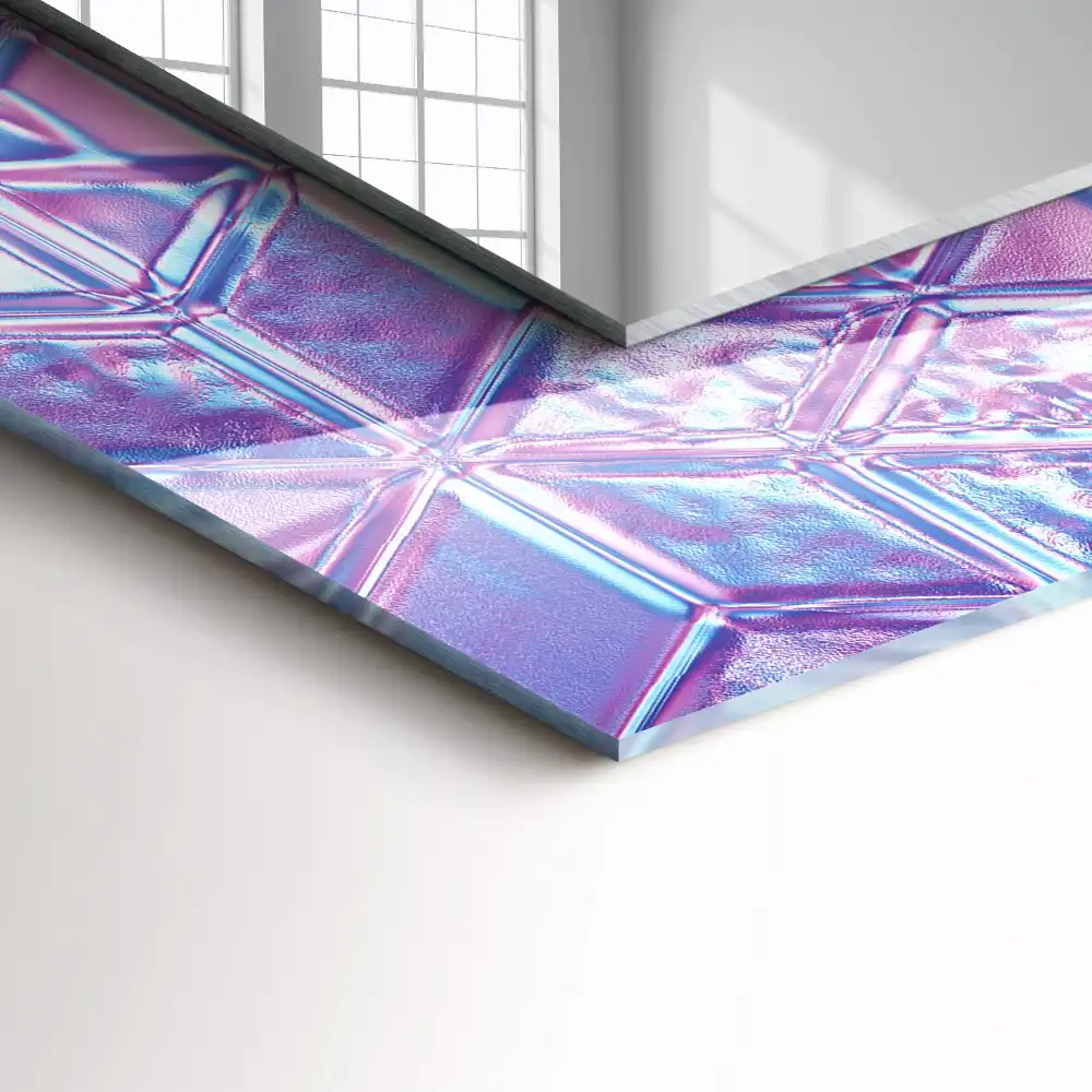 Rectangular wall mirror design Transparent colored cubes