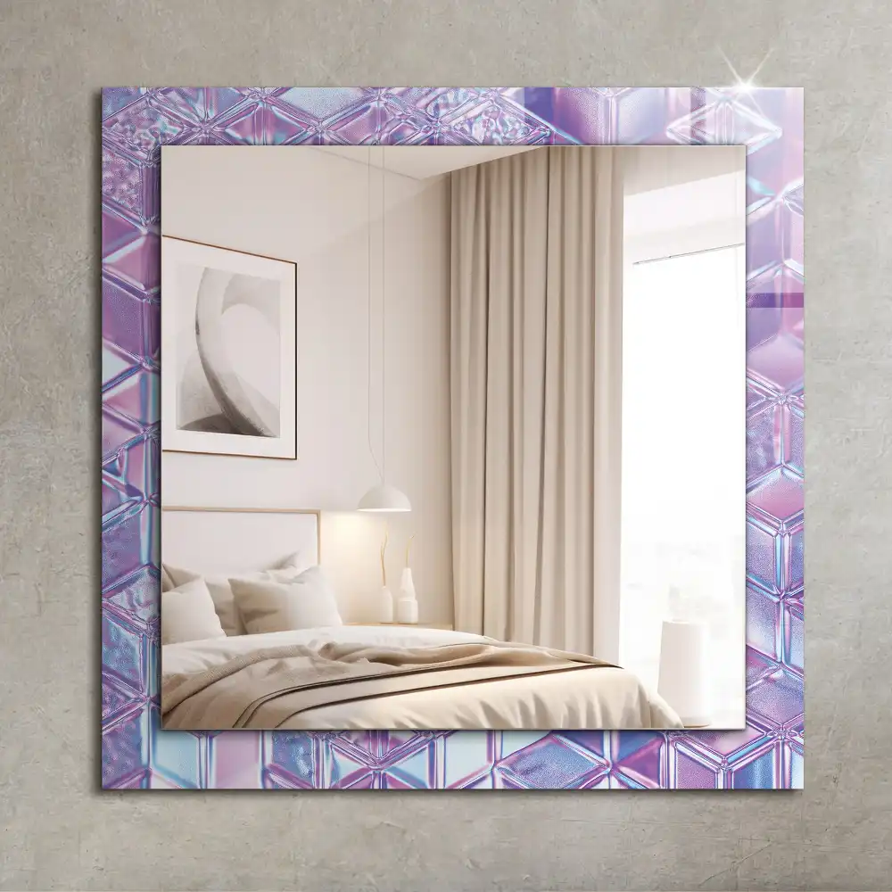 Rectangular wall mirror design Transparent colored cubes