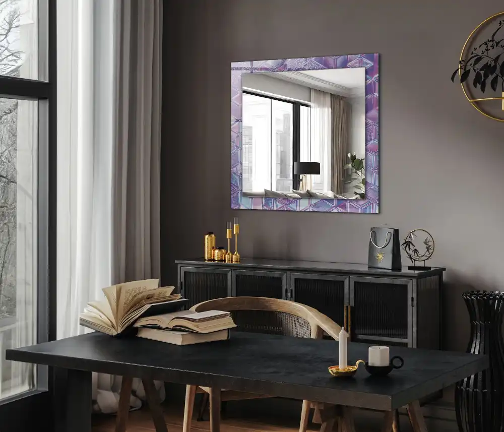 Rectangular wall mirror design Transparent colored cubes