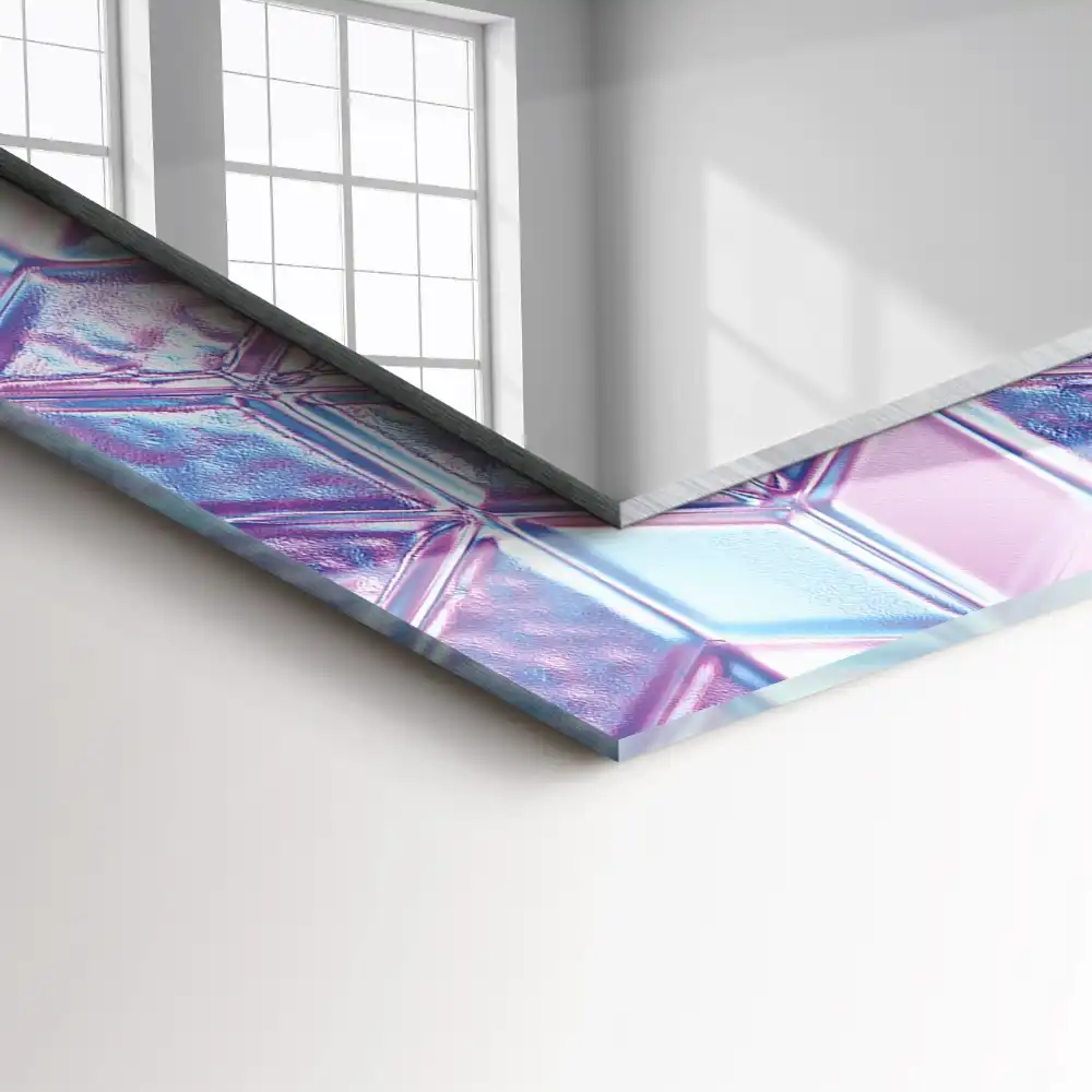 Rectangular wall mirror design Transparent colored cubes