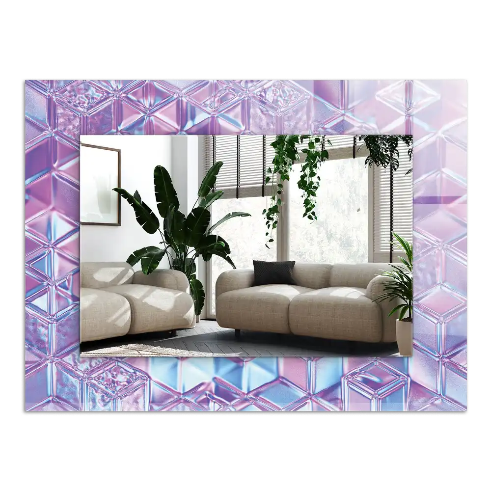 Rectangular wall mirror design Transparent colored cubes