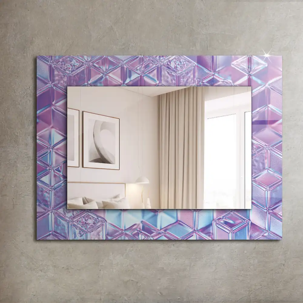 Rectangular wall mirror design Transparent colored cubes