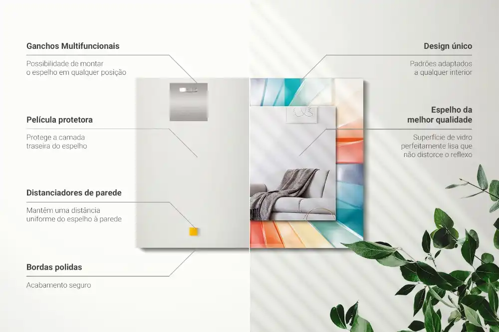 Rectangular decorative mirror Colorful light rays