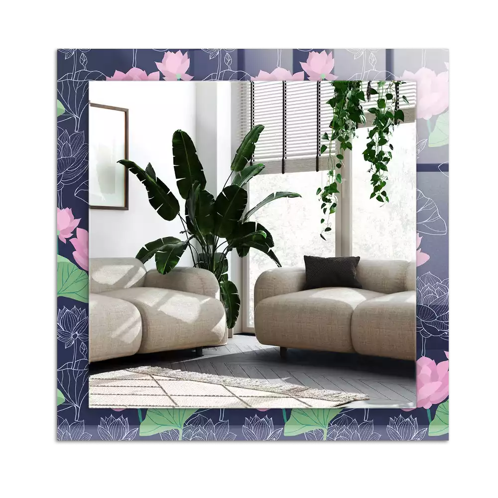 Rectangular mirror print Pink lotus flowers