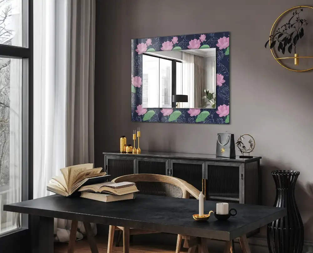 Rectangular mirror print Pink lotus flowers