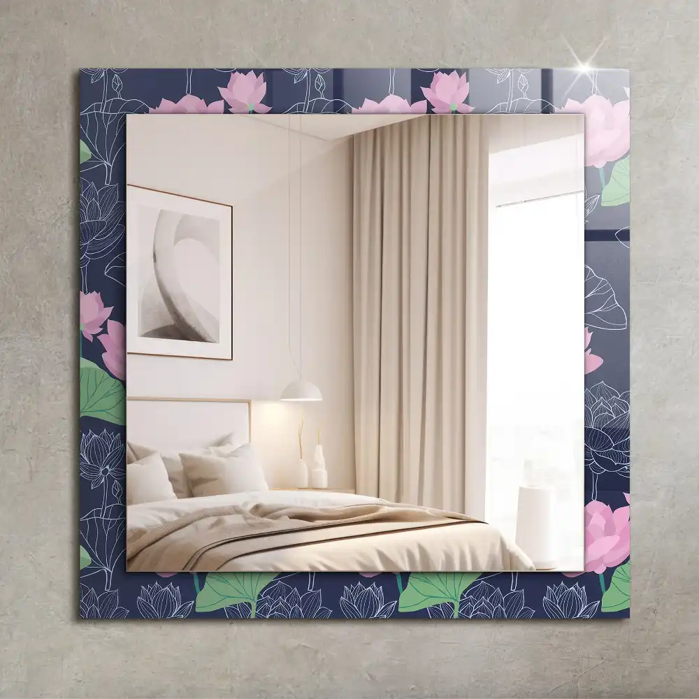 Rectangular mirror print Pink lotus flowers