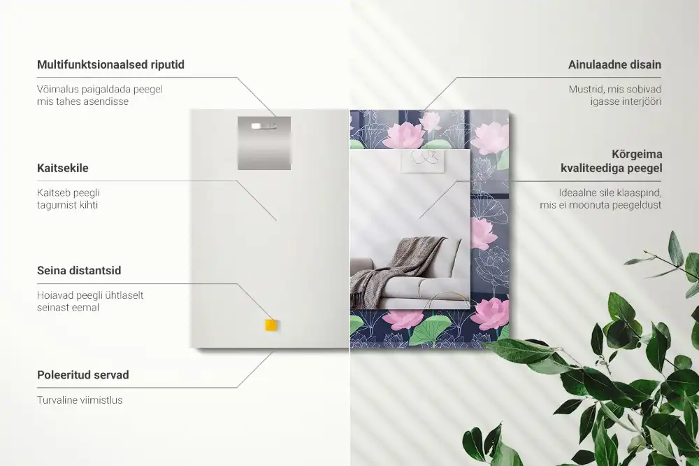 Rectangular mirror print Pink lotus flowers