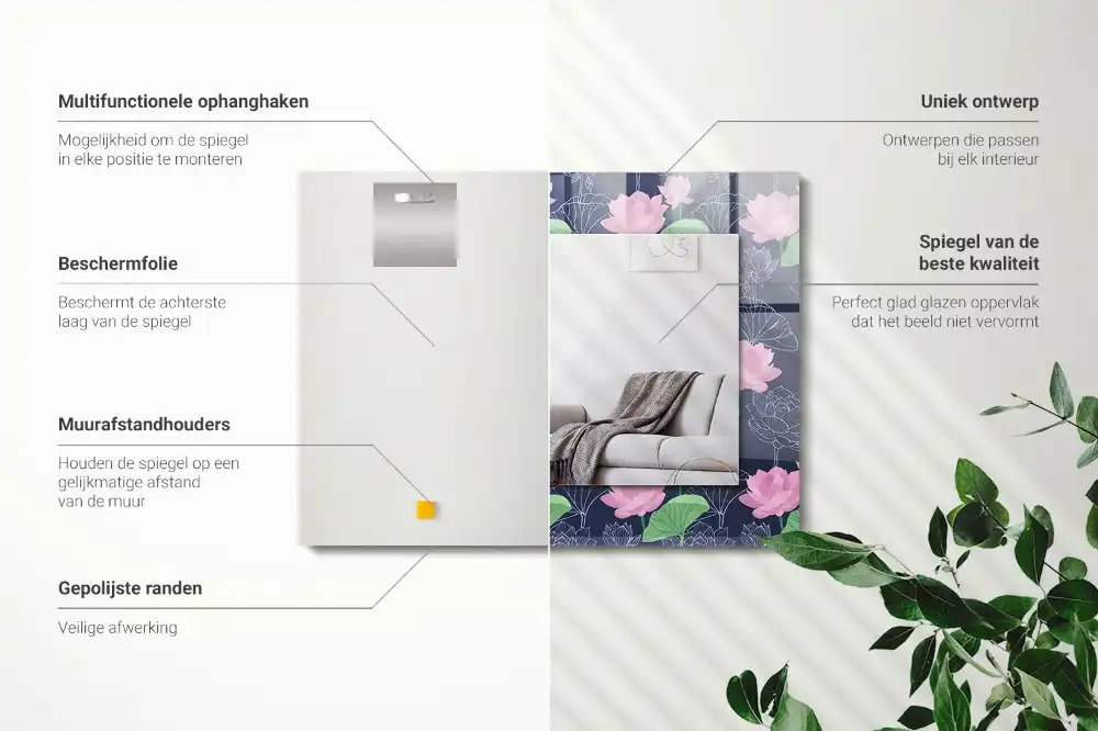 Rectangular mirror print Pink lotus flowers