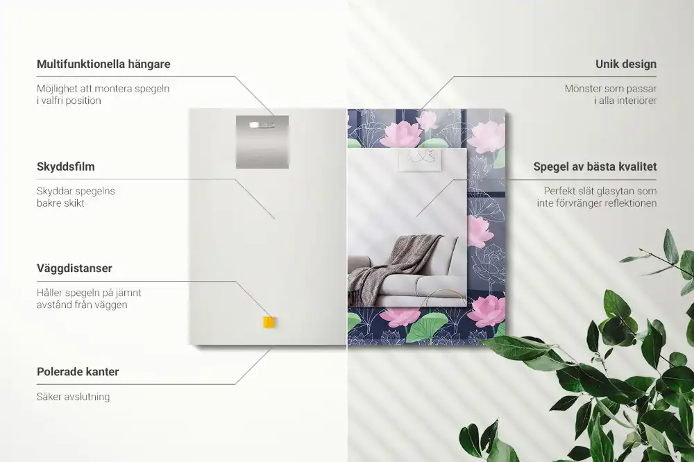 Rectangular mirror print Pink lotus flowers