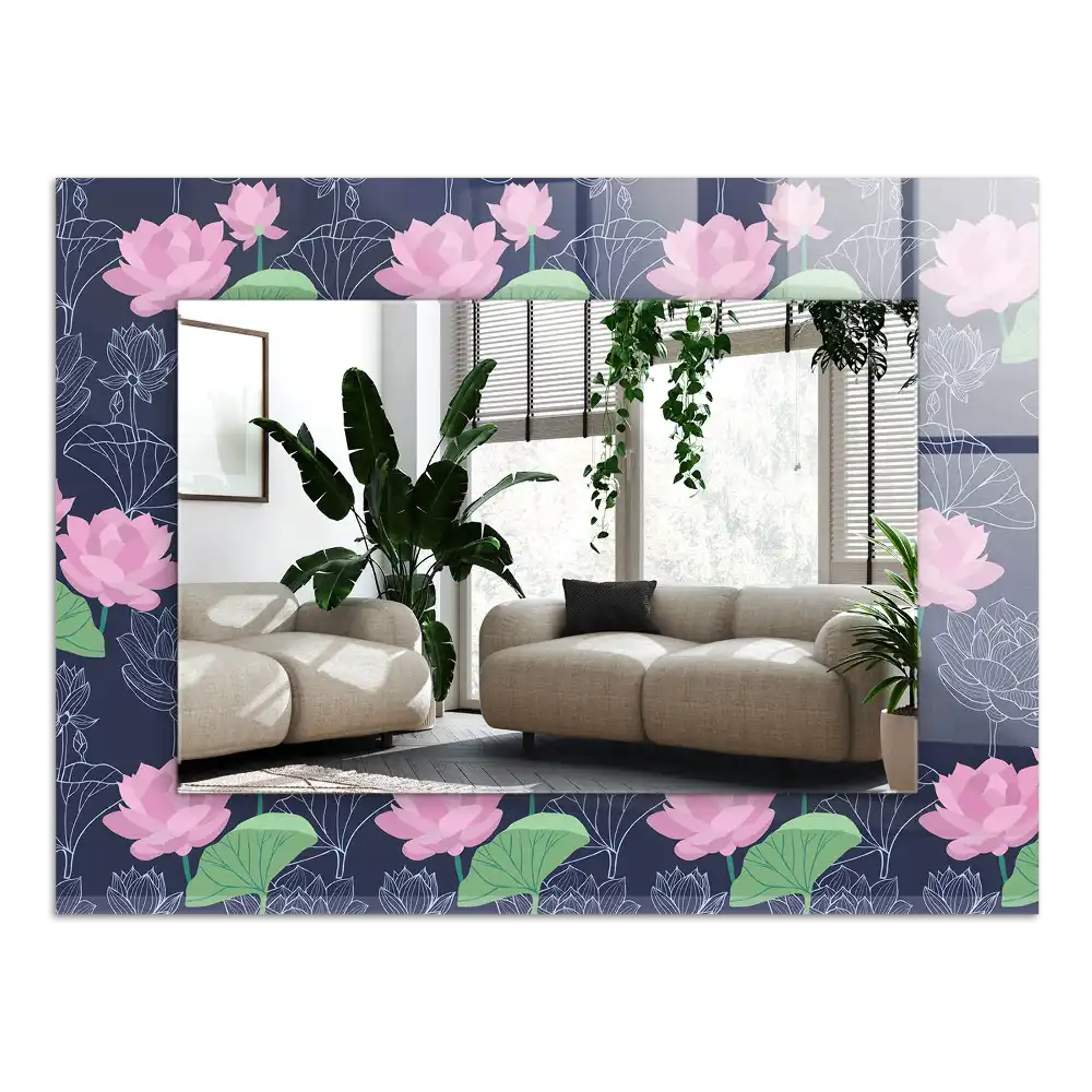 Rectangular mirror print Pink lotus flowers