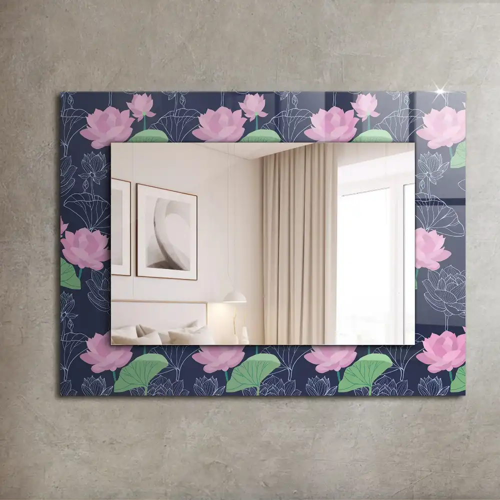 Rectangular mirror print Pink lotus flowers